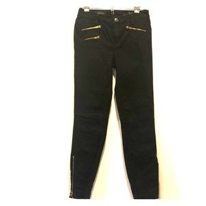 J. Crew Toothpick Moto Gold Zip Detail Pants